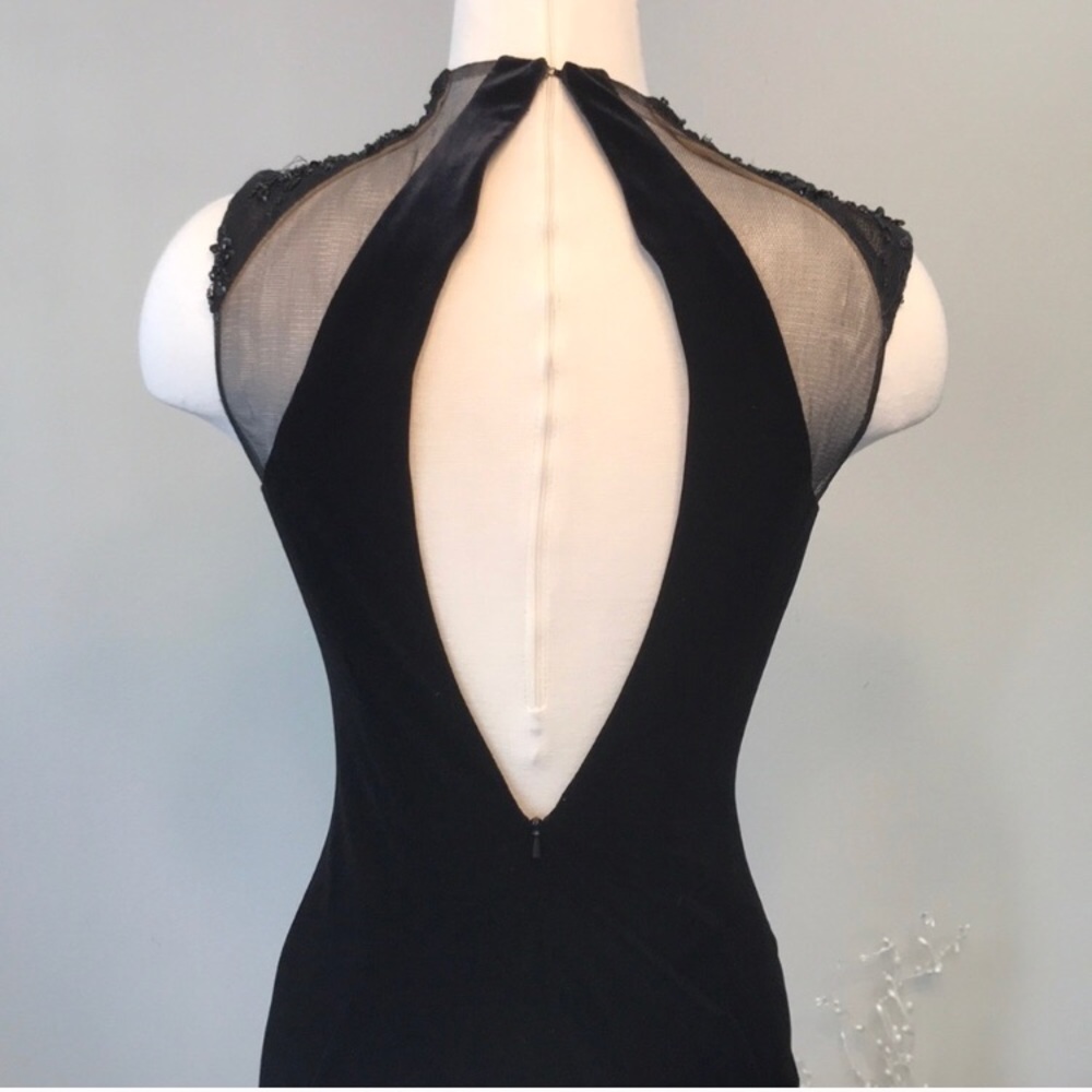 Mac Duggal Black Nude velvet beaded dress NWOT - Picture 5 of 5